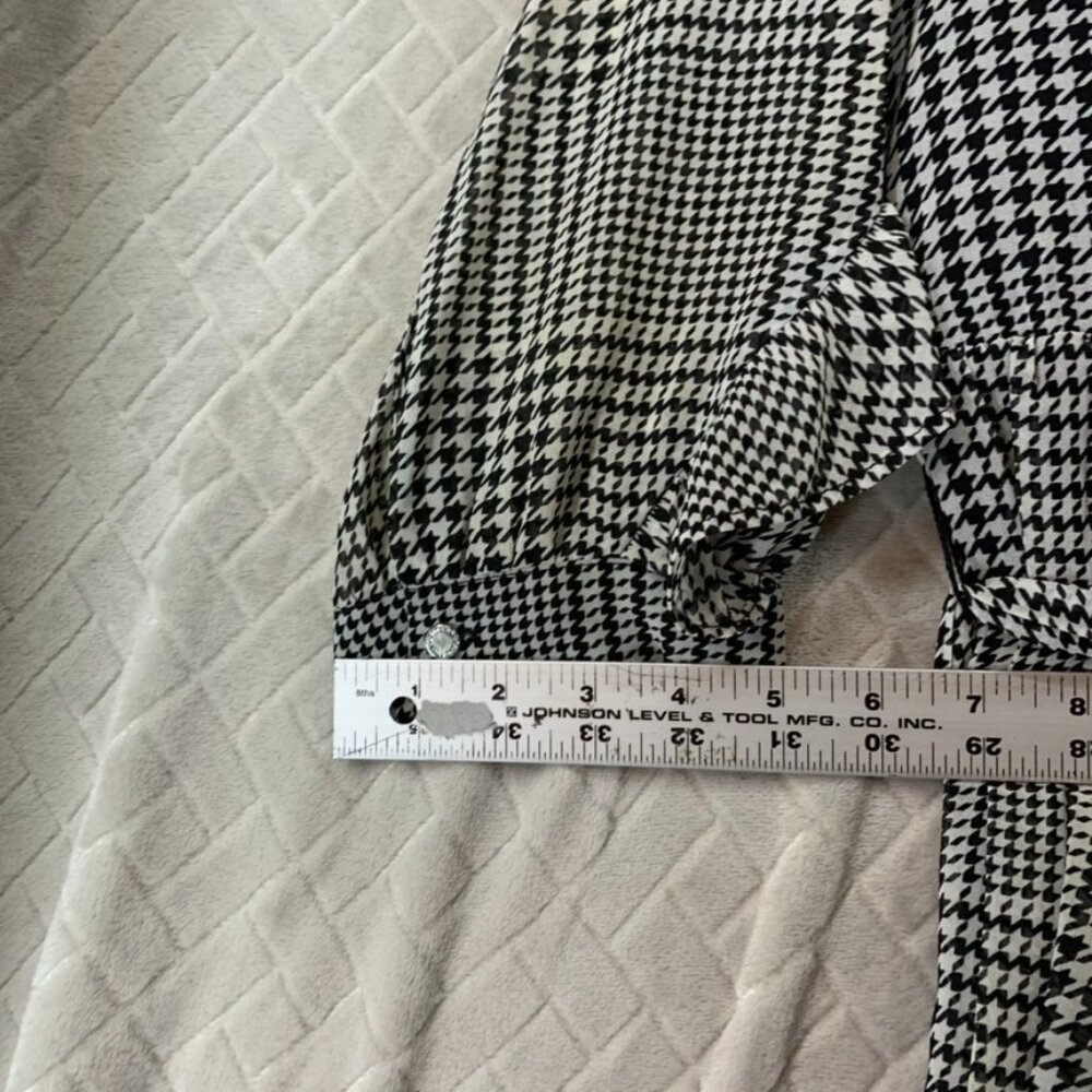 Calvin Klein Womens M Mini Dress Black White Houndstooth Long Sleeve with Belt - Picture 12 of 16